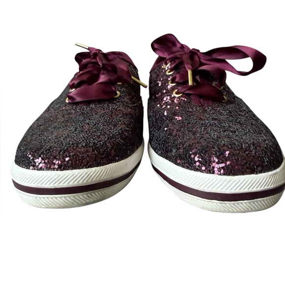 Keds X Kate Spade New York Champion Glitter Sneaker in Deep Cherry Size  8 - Picture 4 of 10